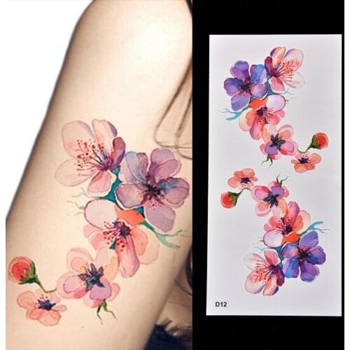 DIY Watercolor Orchid Arm Temporary Tattoo Sticker Waterproof Temporary Fake Tattoo Sticker For Women