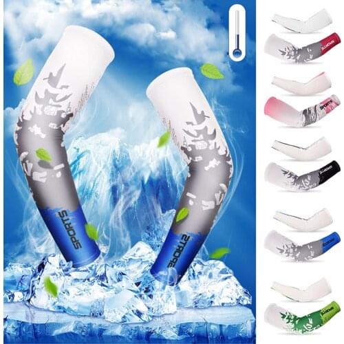 Arm Sleeves Men And Women Summer Sports Anti-Sunburn Cycling Fishing Running Ice Silk Long Print Sleeve Outdoor Cooling Sleeves