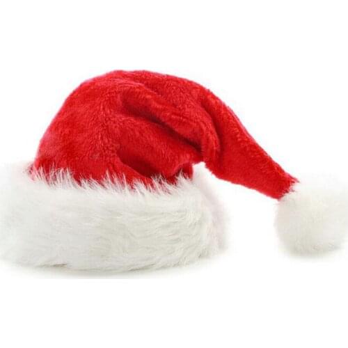 Merry Christmas Hat Xmas Cap Thick Plush Warm Hat bonnet de noel for Santa Claus Kids Children Adult Xmas Gift 2021