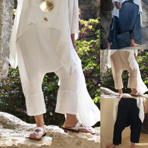 Women Harem Pants Wide Leg Pants Female Trousers Casual Spring Summer Loose Cotton Linen Overalls Pants Plus Size S-5XL