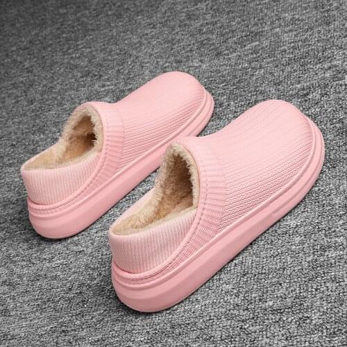 Winter Fur Home Slippers Platform Women Waterproof Leather Casual Indoor Anti Slippery Shoes,Warm Fluffy Slides Flat 2021 New