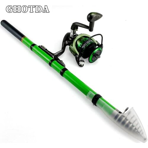 1.5-3.0m Carbon Fiber Spinning Fishing Rod 14BB Fishing Reel Combo Mini Telescopic RockFishing Pole Spinning Reel Kit Pesca