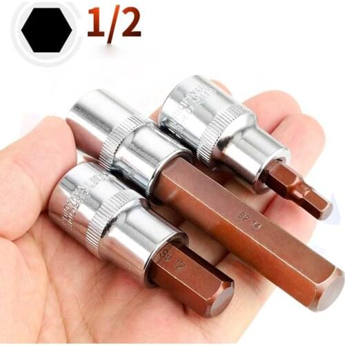 1PC 1/2‘ Drive Hex Bit Sockets H4 H5 H6 H7 H8 H9 H10 H12 H14 H19 Metric Screwdriver Bit Sockets Hand Tool Socket Joint Hexagonal