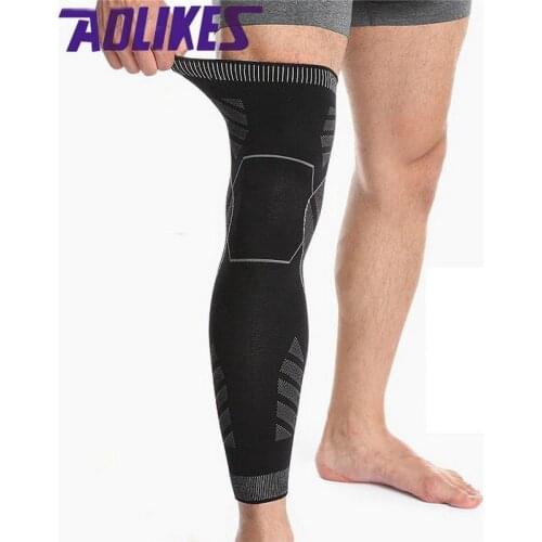 AOLIKES 1Pcs Elastic Weaving Seamless Knee Support Brace Long Compression Leg Sleeve Warmer For Cycling Running Fitness leggings