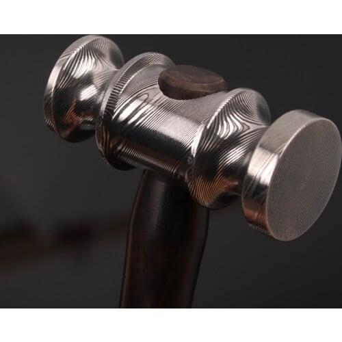 1 Pcs Damascus Steel Hammer EDC Hammer Twisted Pattern Wenwan Collection Handicraft African Blackwood Handle