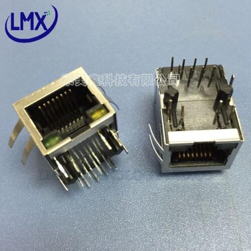 10PCS/LOT RJ45 shielded connector horizontal network jack socket copper shell 56+LED with three-sides shrapnel 8Pins long style