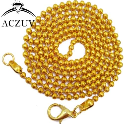 100pcs Gold Plated 2.4mm Bead Chains 40cm to 80cm Metal Ball Chain Necklace with 12mm Lobster Clasp BBC012