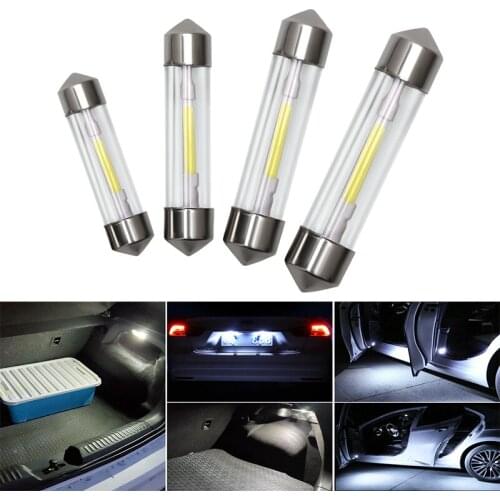 10x Fast Shipping Car Led Interior Light Festoon C5W C10W For Auto License Plate Lamps Cob Chip Door Diode Bulbs 12v 6000K White