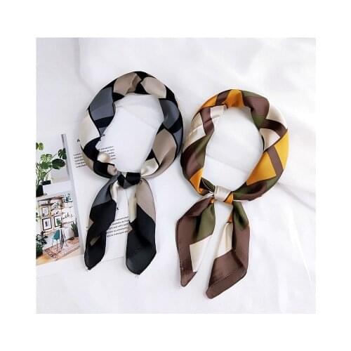 70*70cm Korean-Style Geometric Square Small Square Scarf Small Silk Scarf Womens All-match Headscarf Neckerchief Job Occupation