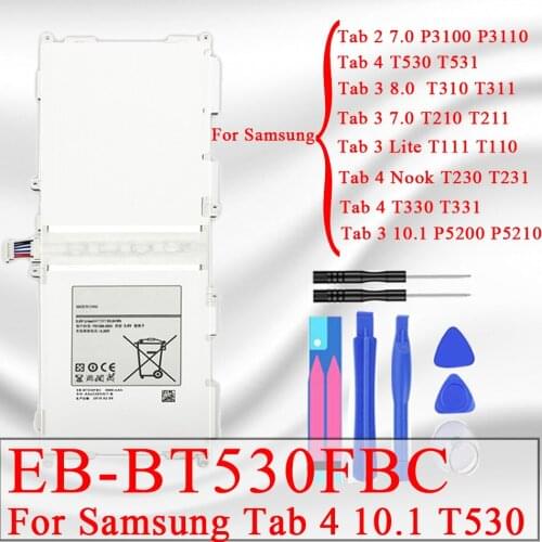 Tablet Battery For Samsung GALAXY Tab 4 10.1" SM-T530 SM-T531 SM-T533 SM-T535 SM-T537 P5220 EB-BT530FBC /tab 2 3 4 7.0 8.0 10.1