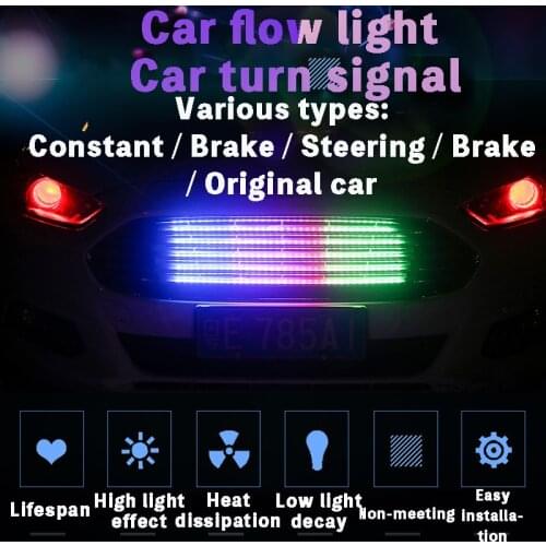 Car Daytime Running Light Flexible waterproof light with car headlights multi-color turn signal brake streamline light 12V