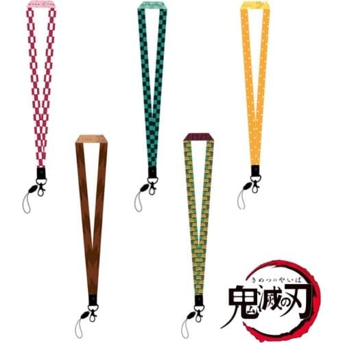 New Demon Slayer Anime Lanyard Keychain Kimetsu No Yaiba Kamado Tanjirou Nezuko Fashion Work Id Phone Holder Lanyard Keyring