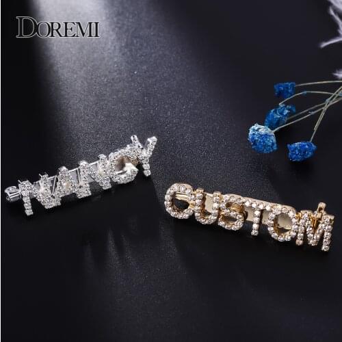 Unique 3A Zirconia Custom Brooch Stone Crystal Brooch for Women Men Children Personalized Brooch with Names Initial Letters