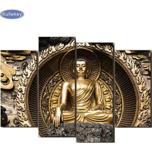 Buddha/set of 4 canvas, Diy Diamond Embroidery,Diamond Painting Cross Stitch,Full Square Diamond Mosaic picture Rhinestone gift