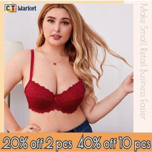 Plus Size D Cup Franch Underwire Bra Thin Lace Women Lingerie Sexy Push Up Underwear Wholesale CT458