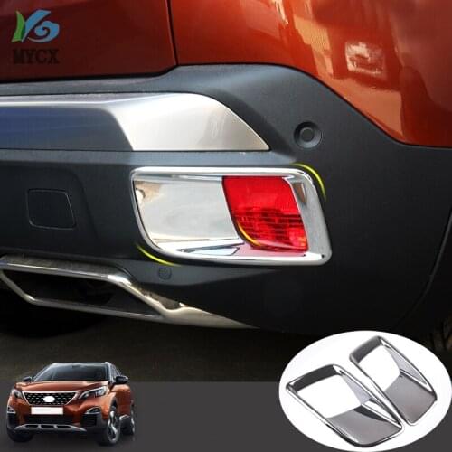 For Peugeot 3008 GT 2nd 2017- 2018 Car Rear Fog Lights Covers Stickers Protector Exterior Decoration Auto Styling Accessories