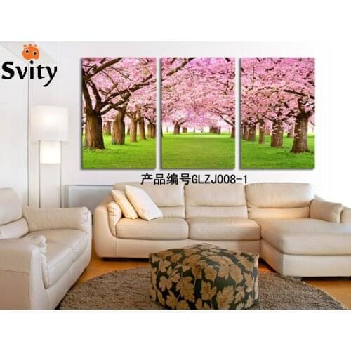 Cherry Blossom Picture Sakura Tree Landscape Painting Wall Picture Office or Room Decoration Free Shipping no frame
