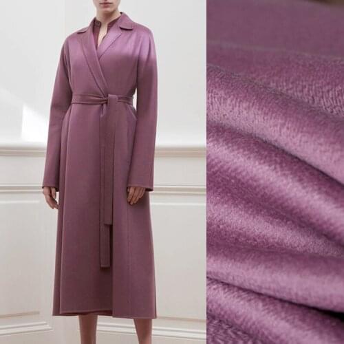 Quality 155CM Wide 680-700G/M Weight Purple Double-faced Water Wave Cashmere Wool Autumn and Winter Overcoat Fabric E1137