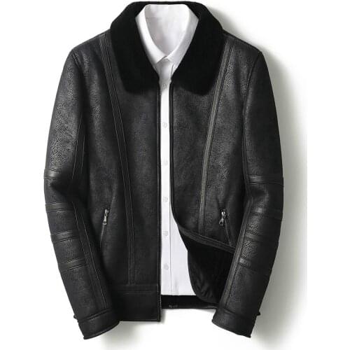 Cashmere Shearling Men Autumn and Winter New Genuine Leather Suede Clothes Motorcycle Jacket Coat