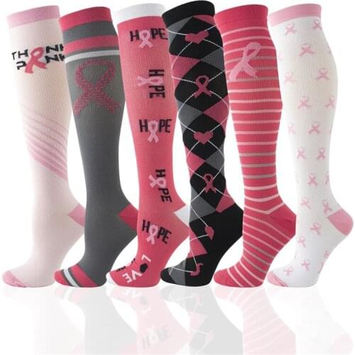 Kawaii Colorful Streamer Compression Socks Men Women Sports Cycling Anti-Fatigue Nursing Compression Socks New Year Socks 2021