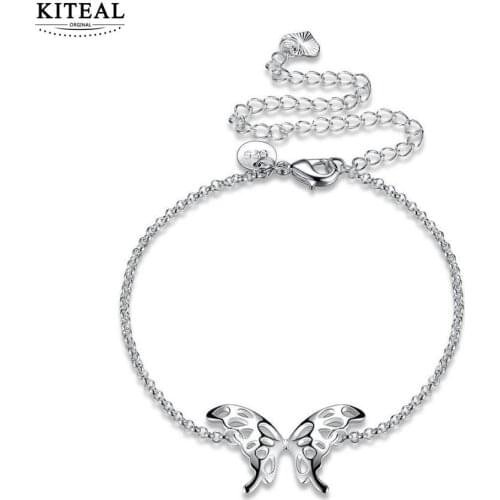 KITEAL Fashion jewellery charms silver color bracelet anklets butterfly foot chain Jewelry European Style
