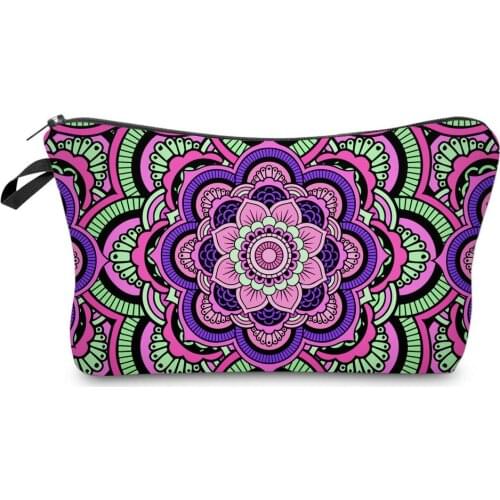 Cosmetic Bag Multicolor Mandala Flower Printing Easy Makeup Multifunction Organizer Women Beauty Totes Zipper New Fashion Style