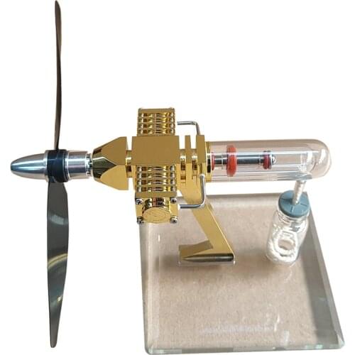 Aircraft Head Shape Stirling Engine Model - Golden + Transparent