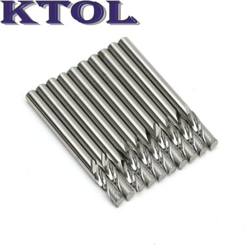 3.175x8mm 1/8 Tungsten Carbide Cutter One Flute Spiral CNC Bit Set, CNC Tools Metal Router Bits for Stainless Steel Iron Cutting