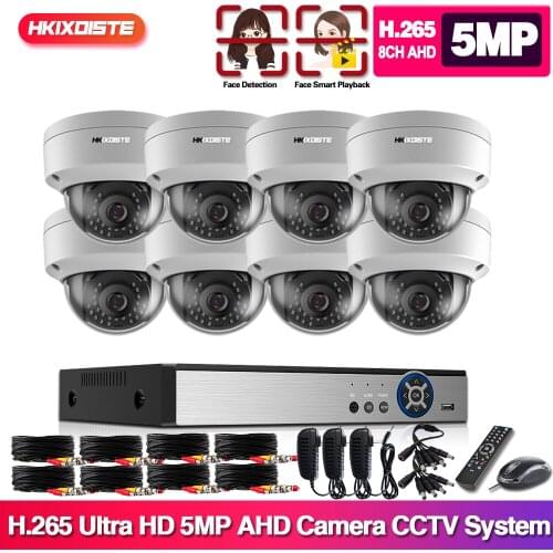 H.265+ 8ch AHD DVR System HD 5MP 1/3'' SONY IP66 Vandalproof In/outdoor Security Camera kit Video Surveillance Set 2T Xmeye APP