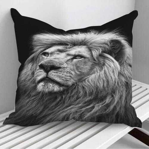 Black lion king head Throw Pillows Cushion Cover On Sofa Home Decor 45*45cm 40*40cm Gift Pillowcase Cojines Dropshipping
