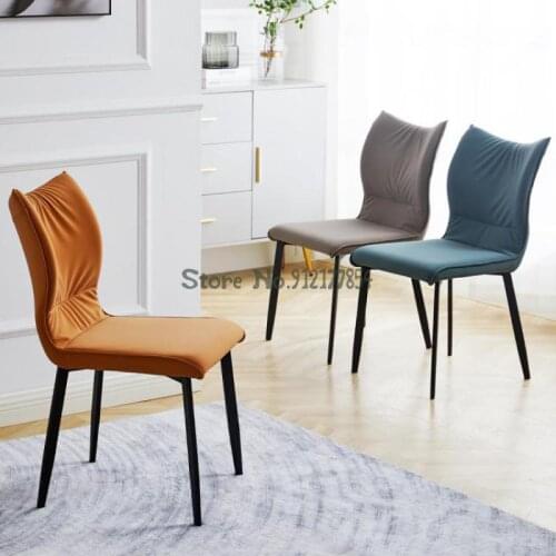 Nordic home backrest restaurant dining chair makeup backrest manicure stool modern minimalist hotel negotiation leather chair