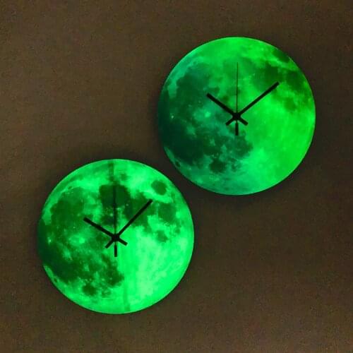 New Luminous Moon Wall Clock Glow In The Dark Wall Clock Planet Circular Wall Watch Hanging Clock for Living Room Home Decor