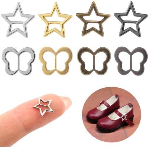 New 20pcs 3.5mm Mini Tri-glide Belt Buckle Metal Ultra-small Star butterfly Doll Shoes Buttons Doll Bags Buckles DIY Doll Access