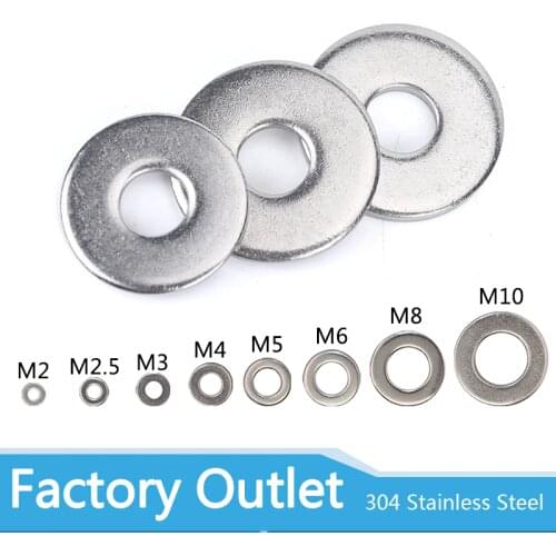 1/2/50p M1.6 M2 M2.5 M3 M4 M5 M6 M8 M10 GB97 304/A2-70 Stainless Steel Flat Machine Metal Washer Plain Washer Flat gasket Rings