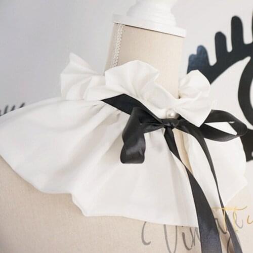 Perspective black white bow Customized model neck accessories Choker Necklace Shirt Chiffon soft flower collar decorative