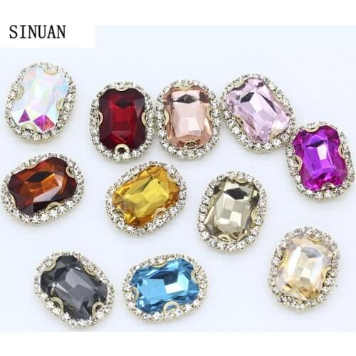 Rectangle Rhinestone Glass Rhinestone Sew-On Clawback Crystal Rhinestones Shoes Colourful Decorations Stone Ornaments For Shoes