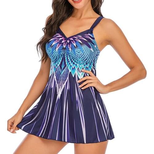 Push Up Plus Size Womens Swimdress With Bottom Large Size Swimwear With Skirt Female Swimming Suit Big Size Beach Wear 5XL