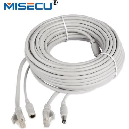 MISECU 30m/20m/15m/10m/5m RJ45 + DC 12V Power Lan Cable Cord Network Cables for CCTV network IP Camera