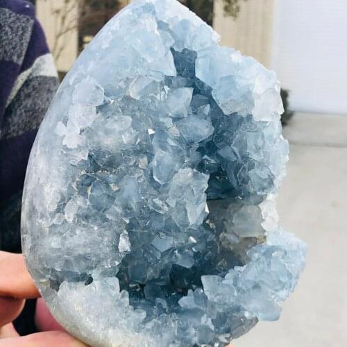 Blue lapis lazuli cave natural quartz crystal mineral specimen healing, home decor