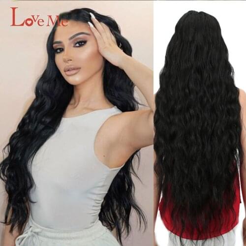LOVE ME Synthetic Wigs Long Loose Deep Wave 38 Inch Ombre Blonde Wig Super Long Natural Wavy Synthetic Wigs For Black Women