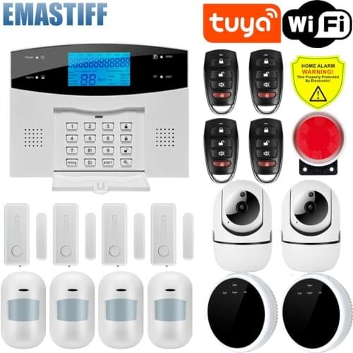 IOS Android APP Alarm Security System2G Tuya WIFi LCD Keyboard Intercom Remote Control Tuya Smart Home Siren Sensor Kit