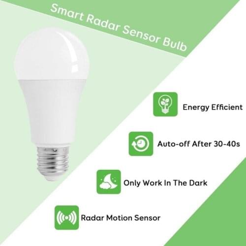 LED Bulb Motion Sensor Lamp 220V Led Bulb E27 Sound+Light Auto Smart Radar Detecting Technology Motion Sensor Lights Drop Ship