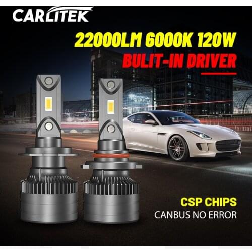 Carlitek H4 LED Headlights 22000LM 6000K 120W H11 H7 H8 H9 9005 9006 HB3 HB4 CSP Chips Canbus Error Free High Beam Low Beam 12V