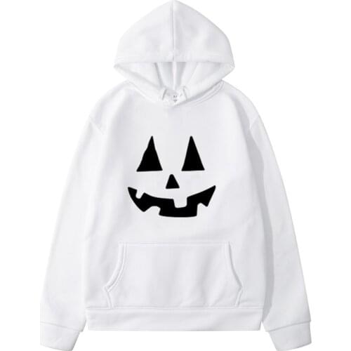 Pumpkin Smile Print Halloween Hoodie Mens and Womens Pattern Autumn/Winter Hooded Sweatshirt Casual Long Sleeve Pullover