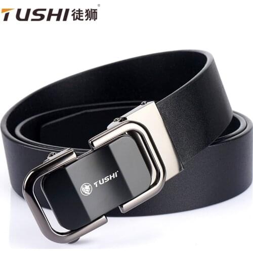 TUSHI 2021 High Grade Luxury Cowhide Business Men Belt Genuine Leather Waistband Metal Automatic Buckle Male Ceinture Jeans Gift
