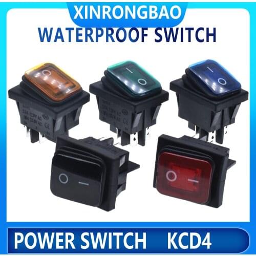Good quality waterproof rocker switch 16A 20A with indicator light SKPT push button 4 pins 37.6*28.6mm control power switch