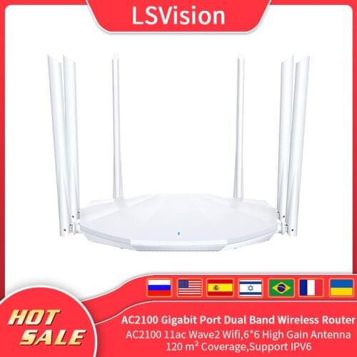LSAC20 AC2100 Wifi Router Dual-Band Gigabit Wifi Repeater With 6 High Gain Antennas Wider IPV6 Wifi External Signal Amplifier