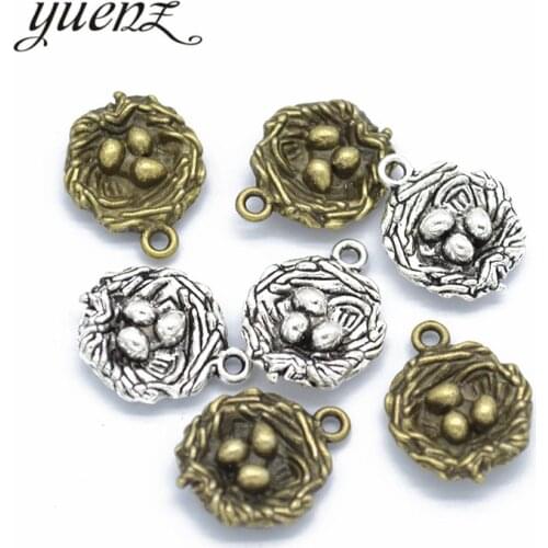 YuenZ 10 pcs Antique Silver color Bird nest Charm Pendant Bracelets Necklace Jewelry Findings Accessories Making 19*15mm D613