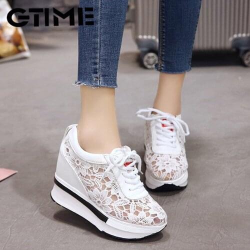 Hot Mesh Breathable Shoes Woman Platform Heels Casual Shoes Women Wedges Platform Shoes for Women 2019 Flats Shoes Women