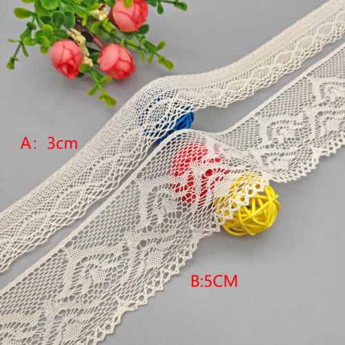 1Yard 3/5cm Yarn Cotton Ivory Edge Polyester Embroidery Lace Trim for Bridal Wedding Gown Costume Design Lace Ribbon